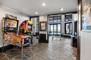 Community lobby featuring recessed lighting