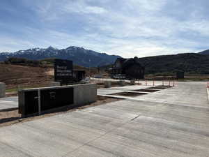 View of patio / terrace with a mountain view