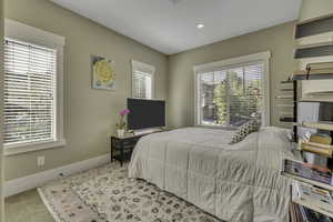 Bedroom featuring carpet floors and recessed lighting