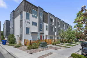 View of building exterior with a residential view