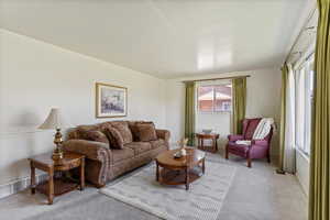 View of carpeted living area
