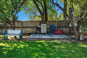 View of fenced backyard