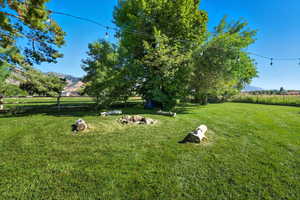 View of yard with a view of countryside and a mountain view
