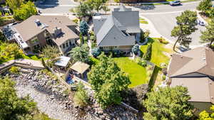 Aerial perspective of suburban area