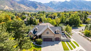 View from above of property with a mountainous background