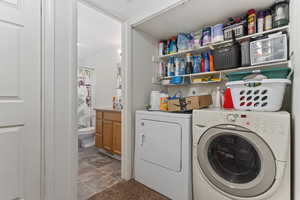 Laundry area featuring washing machine and dryer