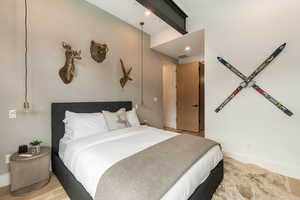 Bedroom featuring recessed lighting and light wood-style floors