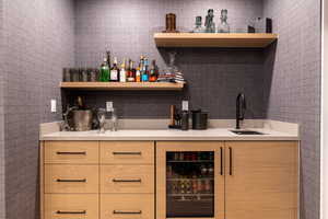 Indoor bar with wine cooler