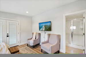 Master bedroom has room for sitting area and private door to backyard