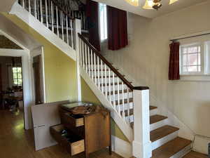Staircase with wood flooring