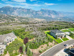 Aerial view of a mountain backdrop