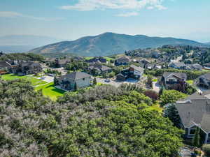View of mountain background with nearby suburban area