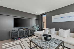 Living area featuring recessed lighting