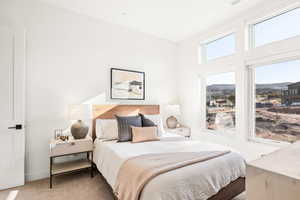 Bedroom with carpet flooring