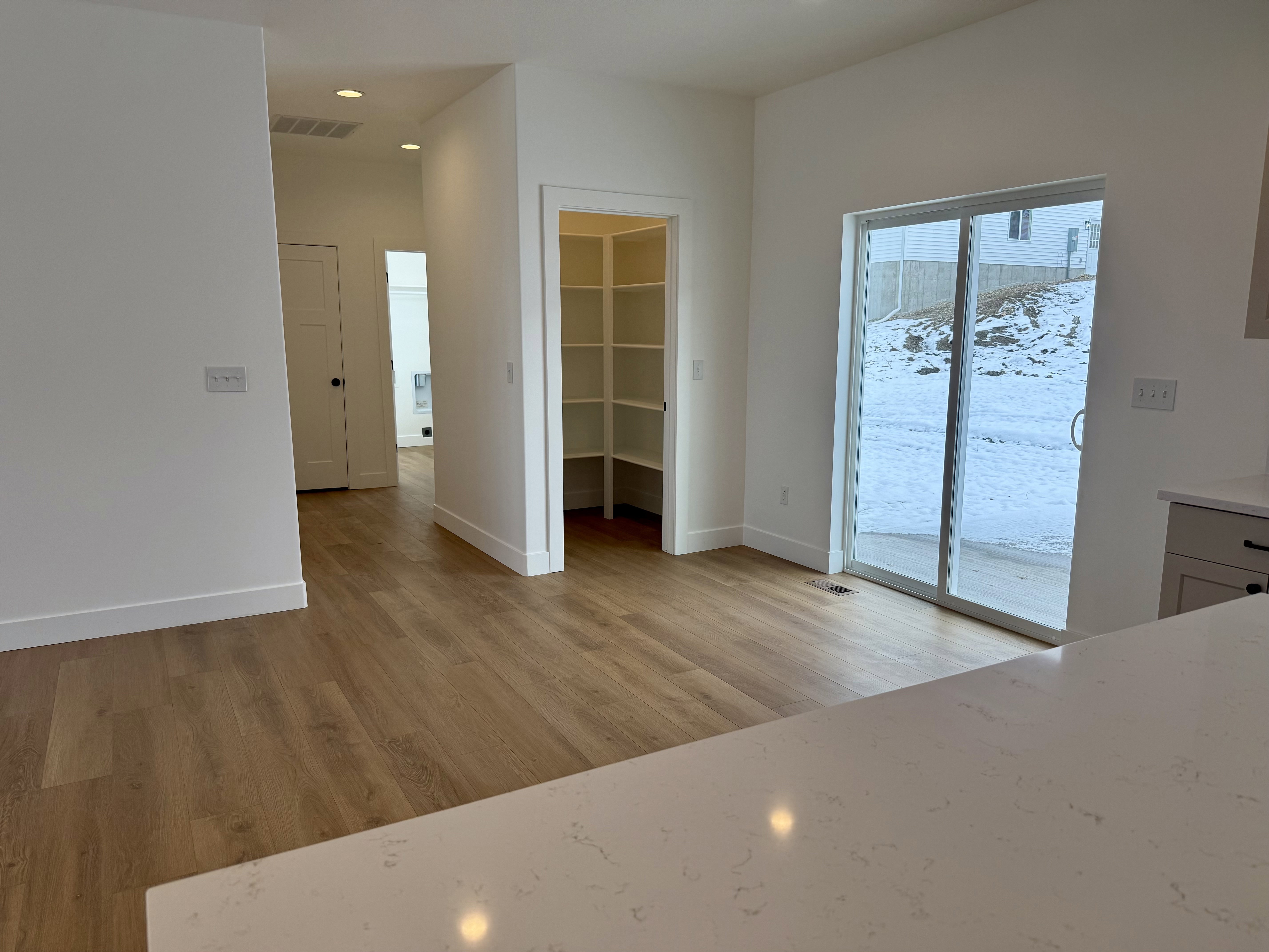 Dining area with sliding door to walk out patio