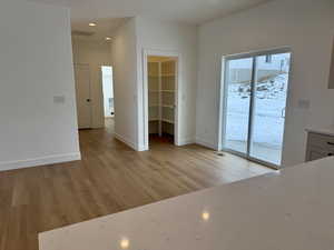 Dining area with sliding door to walk out patio
