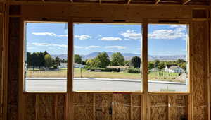 Detailed view of a mountainous background