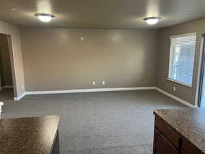 Unfurnished room featuring light colored carpet and a textured ceiling
