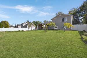 View of fenced backyard