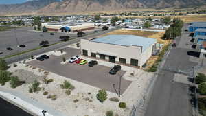 Aerial view of a mountainous background