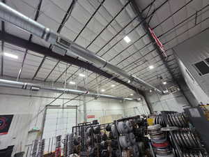 Garage with metal wall