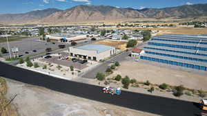 Aerial view of a mountainous background