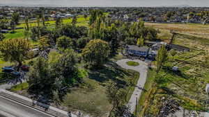 Aerial perspective of suburban area