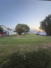 View of yard at dusk