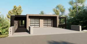 Rendering view of front of home featuring driveway and an attached garage