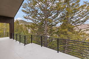 Balcony with a mountain view