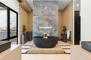 Building lobby featuring recessed lighting