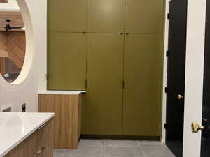 Bathroom featuring vanity and recessed lighting