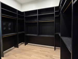 Spacious closet with light wood-type flooring