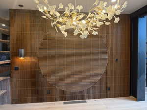 Reclaimed cedar wood feature wall