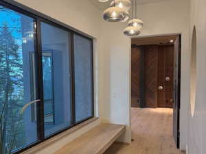 Hall featuring light wood-type flooring