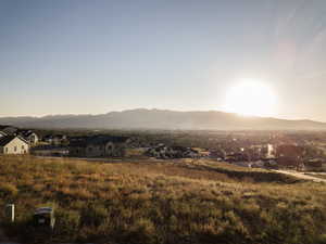 View of mountain background featuring nearby suburban area