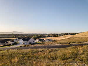 View of mountain background with nearby suburban area