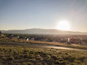 View of mountain background featuring nearby suburban area