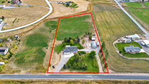 View of rural area with property boundaries highlighted