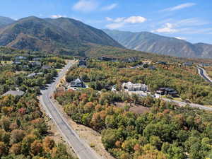 View of mountain backdrop featuring a forest