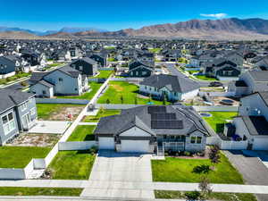 View from above of property with a mountainous background