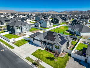 Bird's eye view of a mountainous background