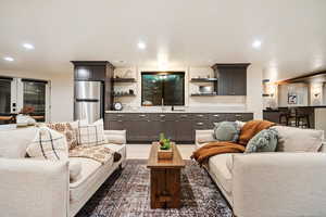 Living area with recessed lighting