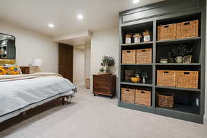 Bedroom featuring carpet flooring and recessed lighting