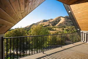 Balcony with a mountain view