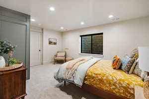 Bedroom featuring carpet and recessed lighting