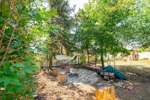 View of fenced backyard