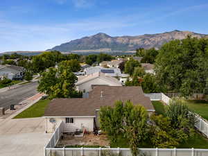 View of mountain background with nearby suburban area
