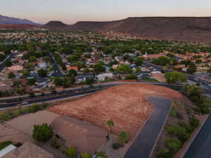 Aerial view at dusk of a mountain view and a residential view