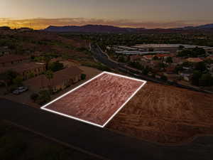 Aerial perspective of suburban area with mountains